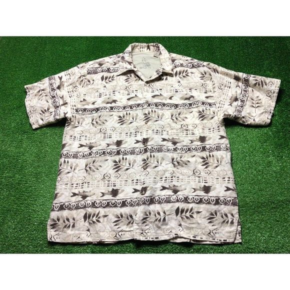 Bugle Boy Fish Mens Brown Short Sleeve Button Front Shirt Size 2XL - Picture 2 of 7